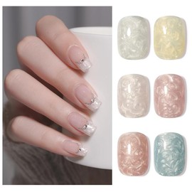 GAOY Baroque Pearl Gel Nail Polish Set, 6 Colors Shimmer Mermaid Gel Polish, Pink White Blue Soak Off UV Gel Kit - Colour: Baroque Pearl