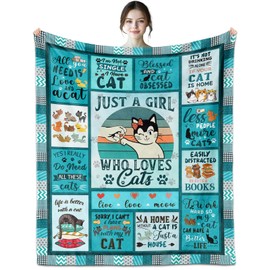 NANISKA Cat Blanket 60" X 50", Cat Lover Gifts for Women, Cat Gifts for Women/Cat Lovers/Girls, Cat Blankets for Cat Lovers/Women, Cat Themed Gifts, Cat Mom Gifts