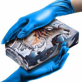mummy Blue Textured Nitrile Gloves 4 Mil,Disposable Powder-free Gloves For Tattoo,Beauty Salon,Home Clean,Gardening etc. (S-100)