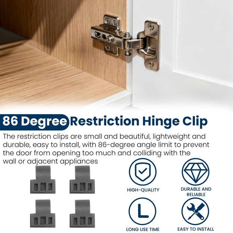 86 Degree Angle Restrictor Restriction Clips (50Pack), Hinge Restrictors for