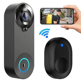 Mini Smart Wireless Video Doorbell Camera Security, 2.4G WiFi Video Doorbell Security Cameras with Two-Way Audio, Rechargeable Mini Camera with Night Vision,Adhesive Sticks to Walls