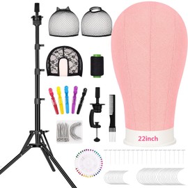 Beauty Star 63inch Tall Wig Stand Tripod with 22inch Mannequin Head, Canvas Block Wig Head Included Adjustable Holder and Wig Caps Kit for Multiple wigs, Perfect for Making Wigs, Display Styling