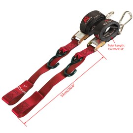 PRO CAKEN 2 PCS 1”Width Soft Loop Motorcycle Tie Down Strap-7ft-1200LB Break Strength,Fit for Moving Cargo,Lawn Equipment, Appliance,Motorcycle,with Premium S-Hook & Ratchet Mechanism-Red