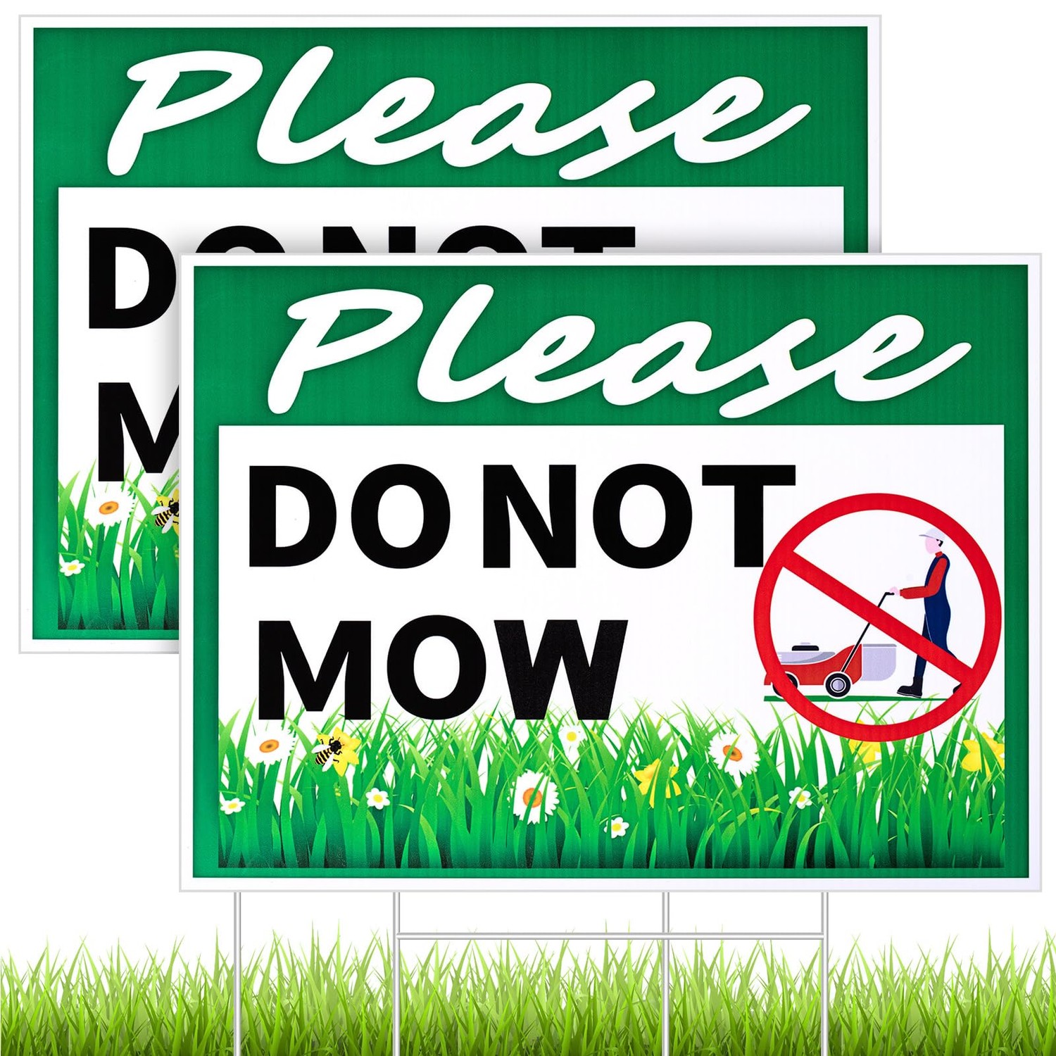 Soaoo 2 Pcs Please Do Not Mow Sign with Metal H Stake 12 x 9 Inches No ...
