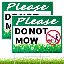 Soaoo 2 Pcs Please Do Not Mow Sign with Metal H Stake 12 x 9 Inches No Mow May Yard Flag Double Side Corrugated Plastic Garden Sign Outdoor for Lawn Yard Garden Decor, Easy to Install