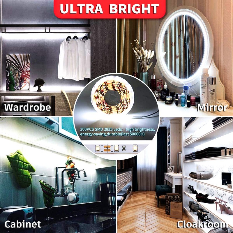 MY BEAUTY LIGHT White LED Strip Lights,16.4ft Dimmable LED Light