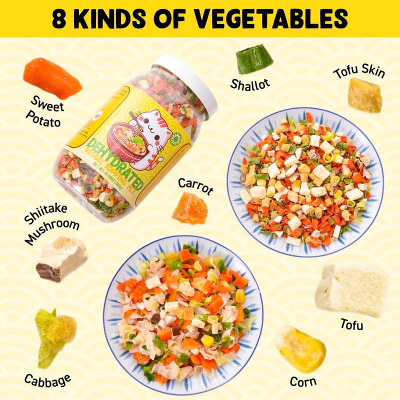 Ramen Toppings Mix Dehydrated Vegetables - Freeze-Dried Tofu & Vegetables,