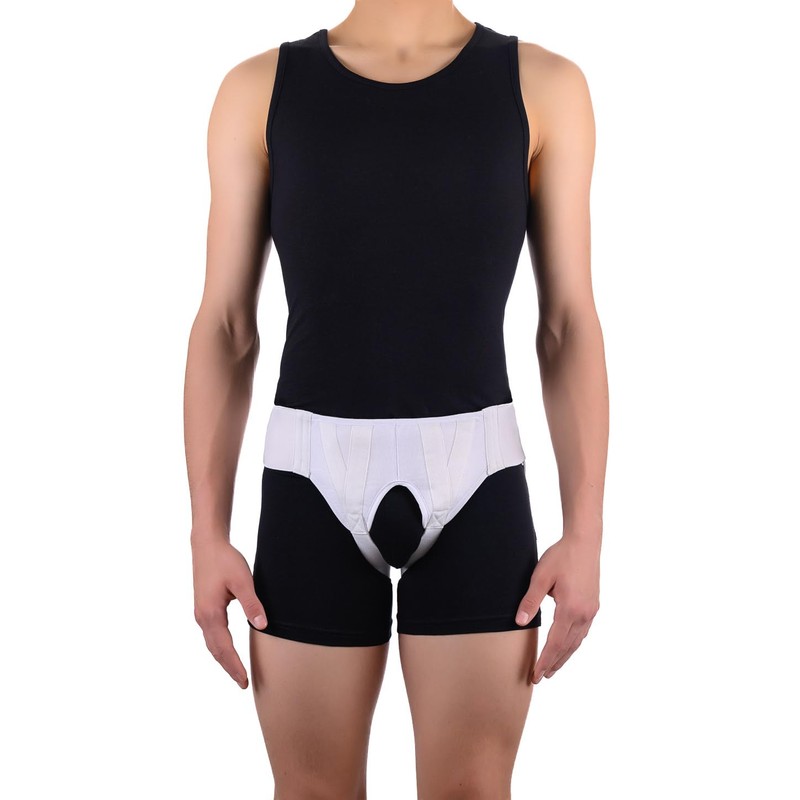 FlexaMed Double Inguinal Groin Hernia Truss with Compression Pads White