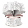 AIMUDI White Christmas Velvet Ribbon Wired 2.5 Inch Silver Glitter