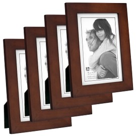 Malden International Designs Linear Classic Wood Picture Frame, 4-Inch by 6-Inch, Walnut 4-Pack