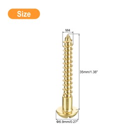 sourcing map Wood Screws M4 x 35mm Slotted Round Head Brass Self-Tapping Screw WoodWorking Screw 20 Pcs