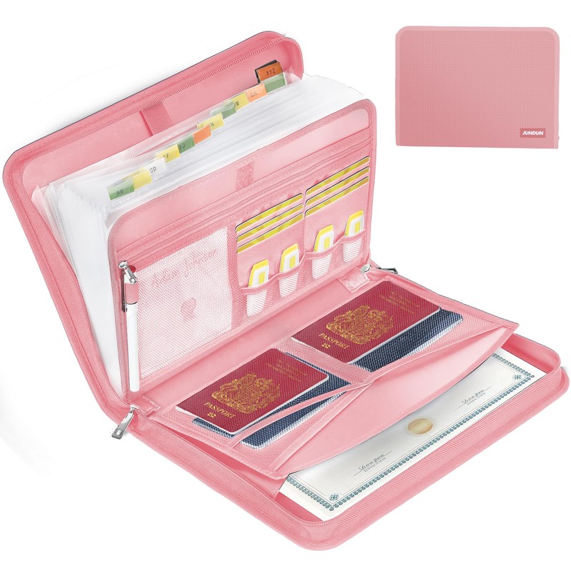 JUNDUN Fireproof Document Organiser - 13 Pockets Expanding File Folder