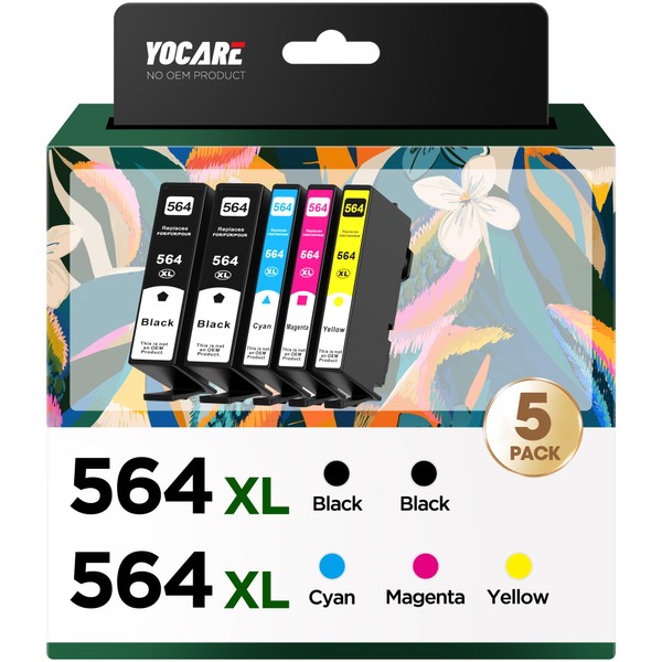 Yocare 564XL High-Yield Ink Cartridges (5-Pack), Replacement for HP 564