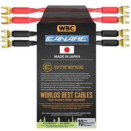 4 Units - 15 CM - Canare 4S11 – Audiophile Grade - 11AWG - HiFi Speaker Jumper Cable Terminated with Gold Spade Connectors
