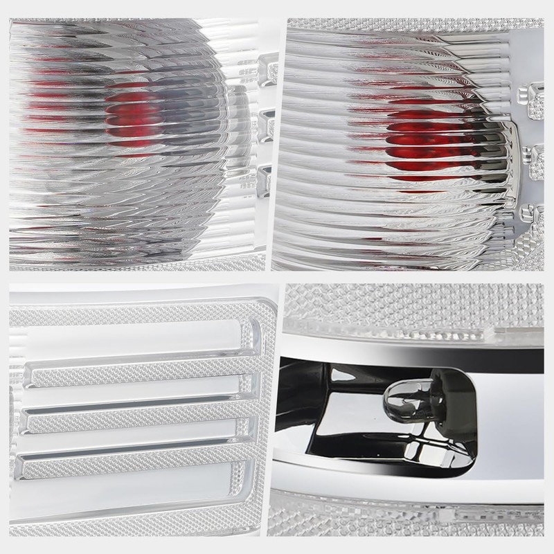 [Pair] Chrome Housing Clear Lens Tail Light Assembly Compatible with