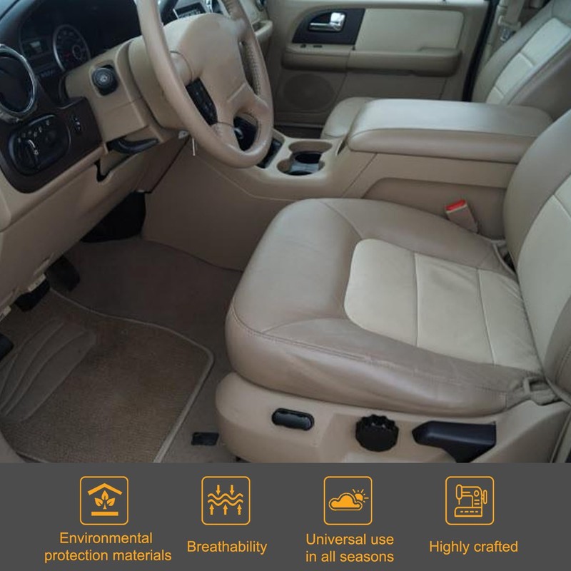 Priprilod Perforated Tan Leather Driver Side Bottom Replacement Seat Cover