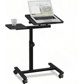 JXINONT Overbed Table, Adjustable Laptop Stand, Computer Workstation Desk, Adjustable Tray Table for Laptop Bed Sofa Side Table, Overbed Desk