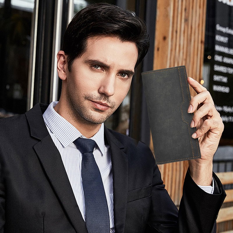 AfitLulu Men's Long Wallet Ultra Thin Wallet Men's Stylish Wallet