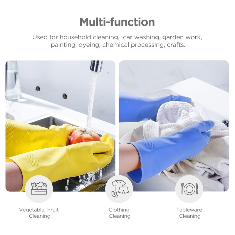 IUCGE Rubber gloves dishwashing 2 Pairs for Kitchen,Cleaning gloves for