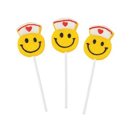 Smile Face Nurse Suckers (Set if 12 Individually Wrapped Lollipops) Get Well and Nurse Week Candy