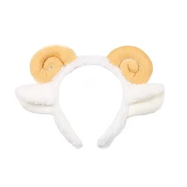 Black Sugar Ears Animal Sheep Aries Plush Cute Japanese Accessory Costume Cosplay Lolita Evening Party Headband One Size (Beige)