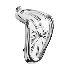 Petilleur Creative Dali Watch Melting Clock Surrealistic Table Shelf Desk Fashion Melted Clock Salvador Dali Distorted Clock Home Decoration Gift (Silver)