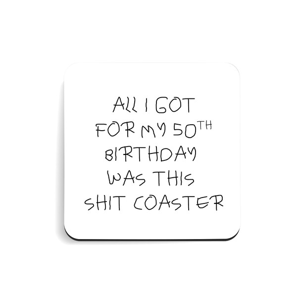 LimaLima Funny 50th Birthday Coaster Gift Idea For Men & Women