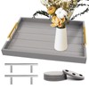 SXNOWS Wood Serving Tray with 2 Sets of Handles,Large Ottoman