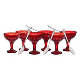 GODINGER Dublin Tasting Set (12-pc.) Red Coupe Glass Tasters and Stainless Spoons