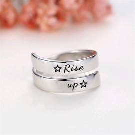 Jvvsci Rise up Spiral Wrap Twist Ring, Hamilton Musical Inspired Star Gift, Inspiration Motivation Jewelry,Theater Gift