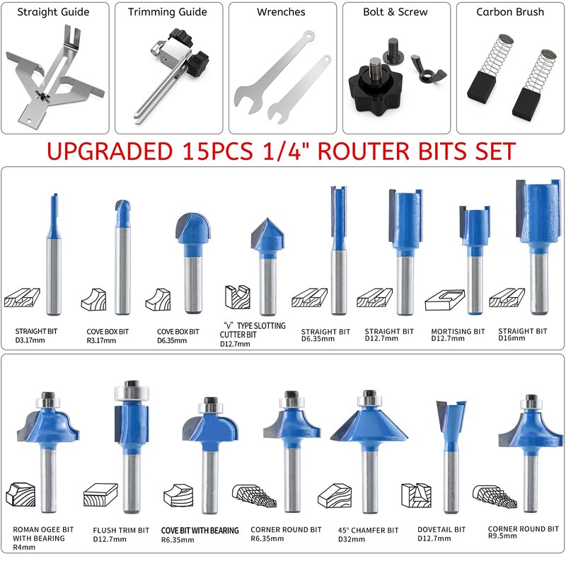 TwoWin Router Tool, 110V 800W Compact Wood Router Tool for