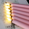 Eywamage Short Pink Flameless Taper Candles with Remote, Flickering Battery