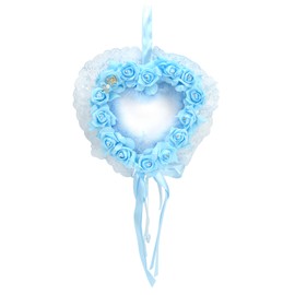 Artificial Heart Shaped Wreaths Wedding Wreaths Garland Wall Pendant Fake Flowers Decoration for Wedding Ceremony Anniversary PartyBlue