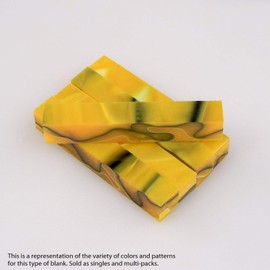 Legacy Woodturning, Acrylic Pen Blank, Sunglow Yellow with White and Black Lines, 5" x 3/4" x 3/4", 5 Pack