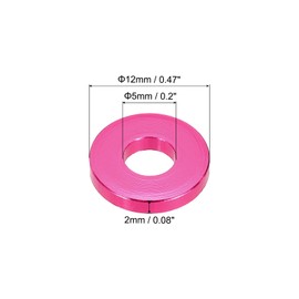 MECCANIXITY 20pcs M5 Flat Washer Aluminum Gasket Anodized Countersunk Washer,Hole Dia 5mm/0.2" Round Washers for Screw RC/FPV/PC/Drone/Mechanical Accessories Model Parts,(Rose Red)