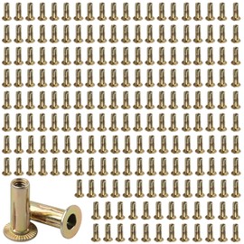 AOKLIT 200Pcs Multi-Grip Rivet-Nuts, 1/4-20 Rivet Nut Steel Pre-Bulbed Shank, Plus Nut Color Zinc Plated Flat Head Threaded Insert Nut