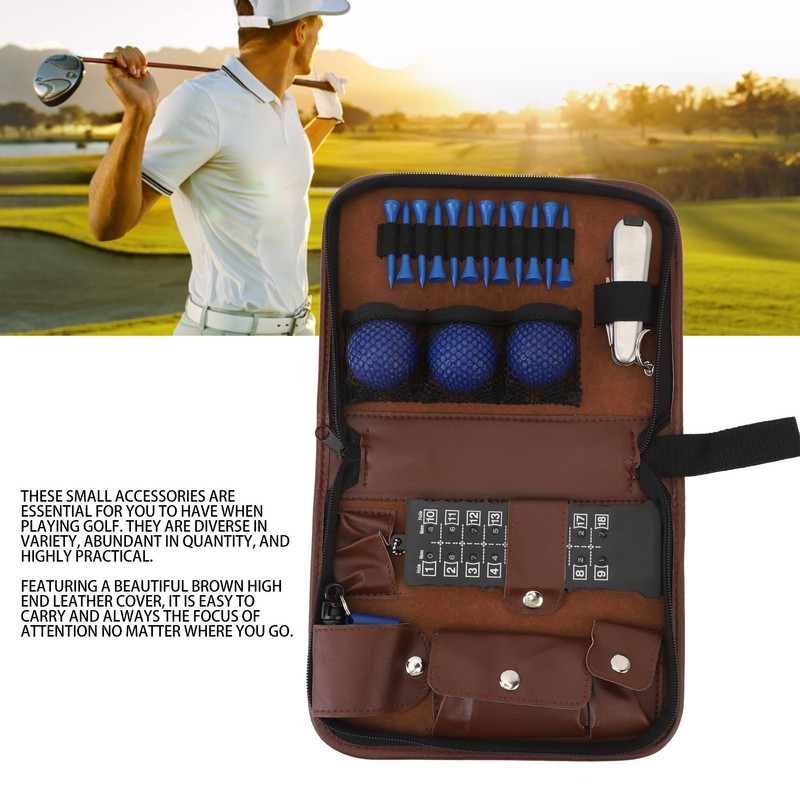 6 in 1 Golf Accessory Bag PU Leather with Tees