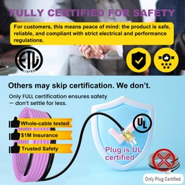 TOPDURE 90FT Heat Tape for Water Pipes Roof and Gutters Heating Cable with 6ft Lighted Plug