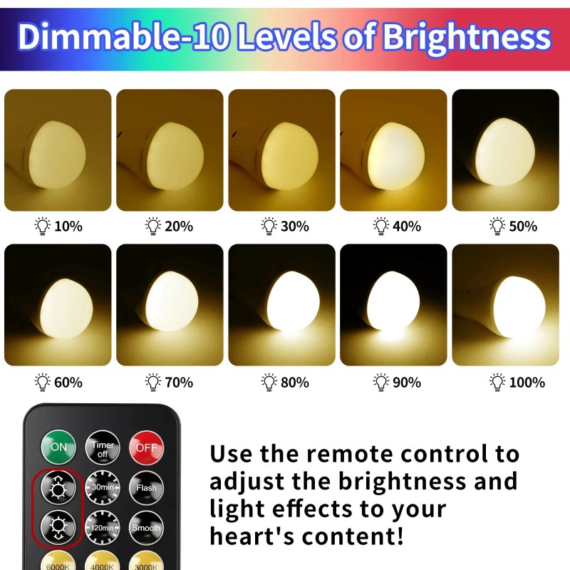 Brightown E26 Rechargeable Light Bulb 3 Color + 9 RGB