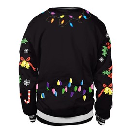 Colorful House Women Men Ugly Christmas Jumper Sweater, 3D Digital Print Sweatshirt(Reindeer, 2X-Large)