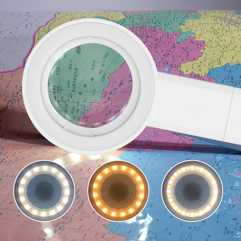 Reading Magnifying Glass 15X Magnification 3 Colors Adjustable LED Illuminated