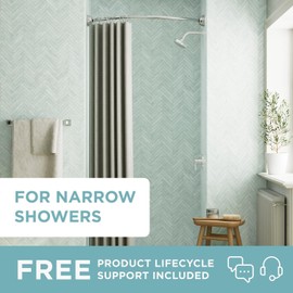 Zenna Home Rustproof Stall Size Curved Shower Curtain Rod for Small or Narrow Tubs and Showers, No Drill Tension or Permanent Mount Shower Rod, Easy Install, Adjustable 32 to 40 Inches, Brushed Nickel