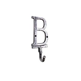 Hampton Nautical Cast Iron Wall Hook Rustic Letter B 6 Inch Home Wall Decor Cast Iron