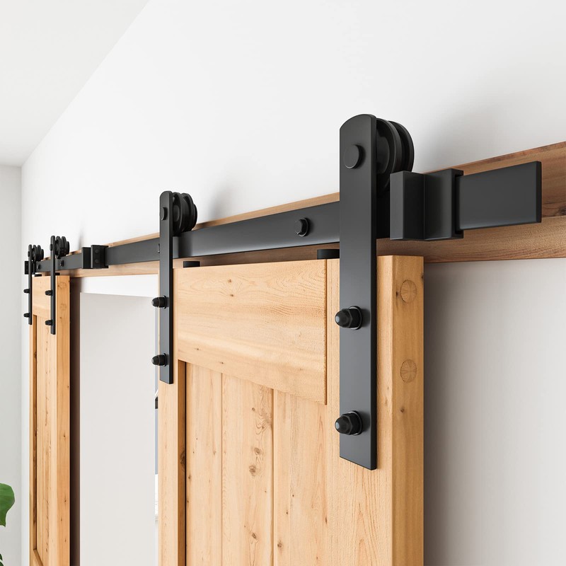 SMARTSTANDARD 20ft Heavy Duty Sturdy Double Sliding Barn Door Hardware