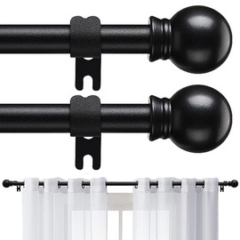 Barras de cortina negras para ventanas de 28 a 48 pulgadas, barra de cortina pequeña de 5/8 pulgadas para baño, salón y cocina (tamaño: 28-81 pulgadas)(Paquete de 2)