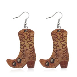 Stocking Stuffers Cowgirl Earrings for Women Wooden Cowgirl Boots Earrings Cowboy Hat Earrings Western Earrings for Teen Girls