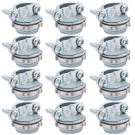 Fuzbaxy 12pcs 1/2Inch Clamp Type Cable Connectors for Metallic Conduit Protect Cables Silver-Zinc