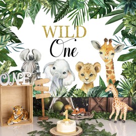 Mocsicka Safari Wild One Backdrop Safari Animal First Birthday Party Background 7x5ft Vinyl Jungle Boy 1st Birthday Party Decorations Photography Background