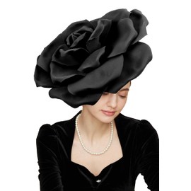 Gionforsy Flower Fascinators Hat Tea Party Hats for Women Rose Fascinator Kentucky Derby Hat for Wedding (US, Alpha, One Size, Black)