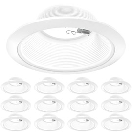 Sunco 12 Pack 6 Inch Ceiling Can Light Trim, Step Baffle with Detachable Ring, White Recessed Light Trim